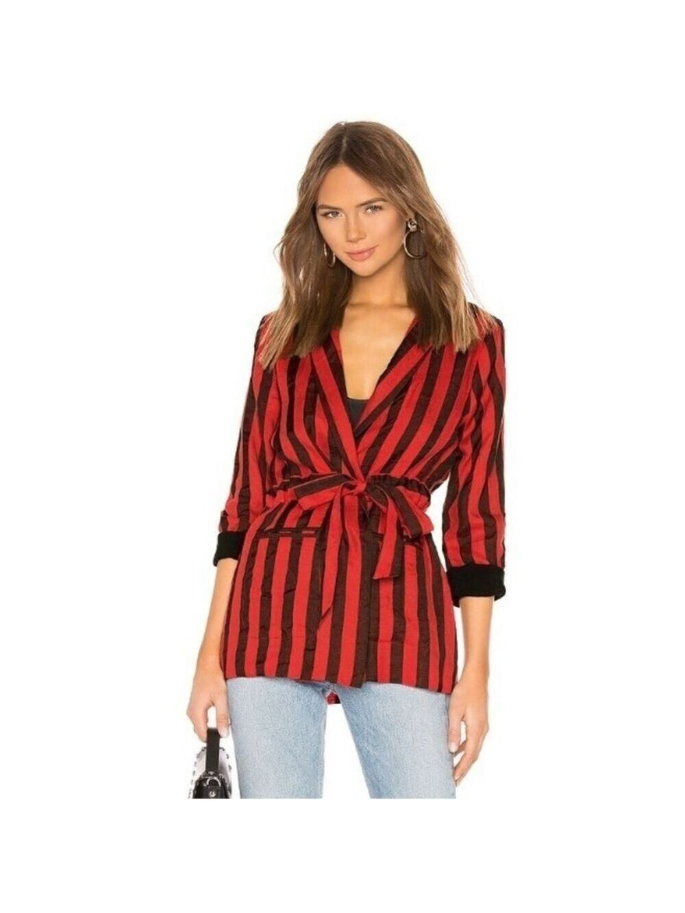 L'Academie Revolve The Jules Linen Wrap Robe Blazer Jacket Sz M